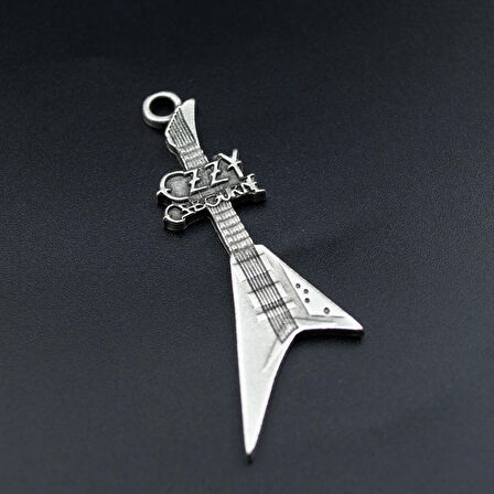 Ozzy Osbourne Elektro Gitar Kolye Ucu - Antik Gümüş Kaplama - Kod:306