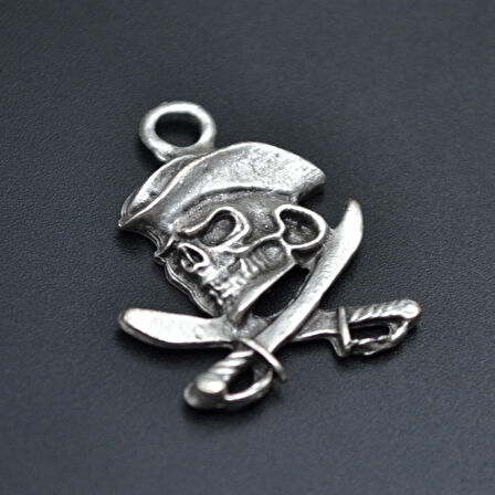 Kuru Kafa Korsan - Kılıç Kolye Ucu - Antik Gümüş Kaplama - Kod:93