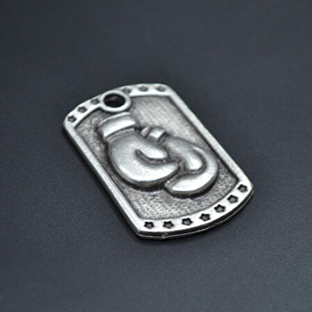 Boks Eldiveni Künye Kolye Ucu - Antik Gümüş Kaplama - Kod:137