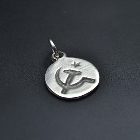 Minimal Orak Çekiç Kolye Ucu - Antik Gümüş Kaplama - Kod:9