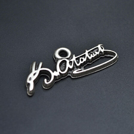 Mustafa Kemal Atatürk İmzalı Kolye Ucu - Antik Gümüş Kaplama - Kod:88