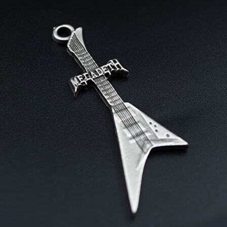 Megadeth Elektro Gitar Kolye Ucu - Antik Gümüş Kaplama - Kod:316