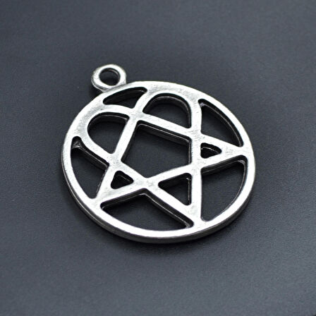 Heartagram Kolye Ucu - Antik Gümüş Kaplama - Kod:111