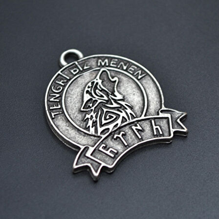 Tengri Biz Menen Göktürkçe Kolye Ucu - Antik Gümüş Kaplama - Kod:108