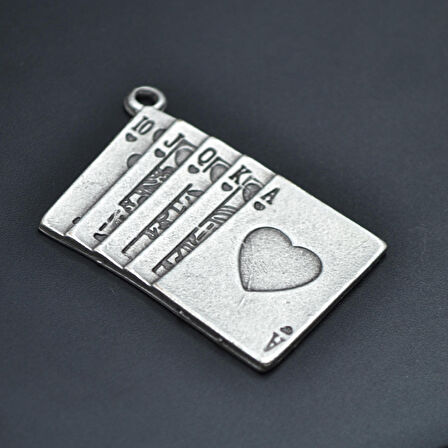 Poker- İskambil Kolye Ucu - Antik Gümüş Kaplama - Kod:133