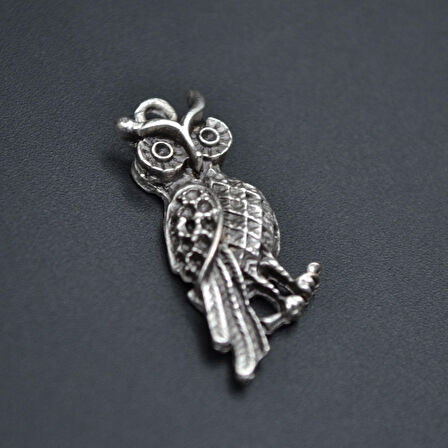 Minimal Baykuş Kolye Ucu - Antik Gümüş Kaplama - Kod:240