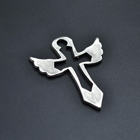 Kanatlı Haç Kolye Ucu - Antik Gümüş Kaplama - Kod:95