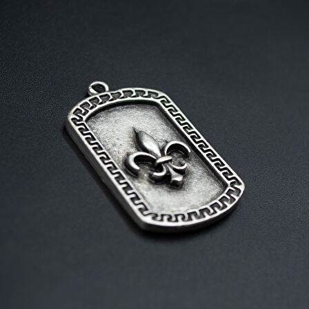 Fleur-de-lis - Zambak Künye Kolye Ucu - Antik Gümüş Kaplama - Kod:1613