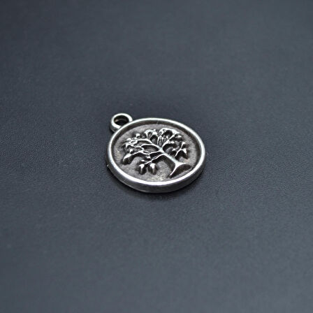 Minimal Hayat Ağacı Kolye Ucu - Antik Gümüş Kaplama - Kod:274