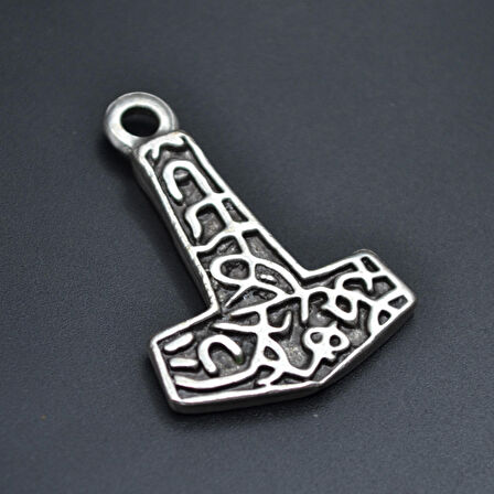 Thor Mjollnir Hammer Kolye Ucu - Antik Gümüş Kaplama - Kod:112