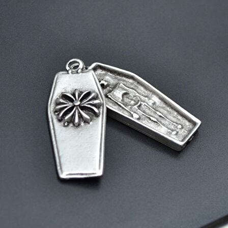 Tabut - İskelet Kolye Ucu - Antik Gümüş Kaplama - Kod:219