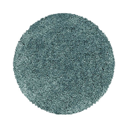 Yuvarlak Halı Yumuşak Yüksek Havlı 30 mm Shaggy Salon halısı Düz Aqua Mavi Renkli