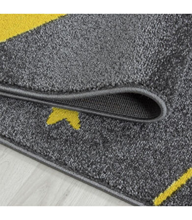 Sevimli Yıldız Desenli Soft Çocuk odası halısı Gri Sarı renkli