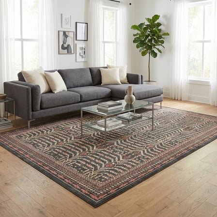 Kahve Tonlu Salon Halısı Dijital Baskılı Kaymaz Tabanlı Klasik Desenli Halı