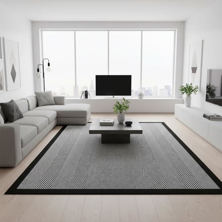 Siyah Gri Modern Çizgili Dijital Baskılı Halı Kaymaz Taban Minimal Şerit Desenli Salon ve Oda Halısı
