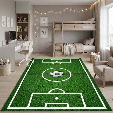 Futbol Sahası Desenli Çocuk Odası Halısı – Kaymaz Tabanlı Yıkanabilir Dijital Baskı Halı