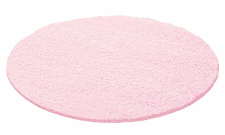 Yuvarlak Shaggy Halı 30 mm uzun ve yüksek tüylü Düz Pembe renkli