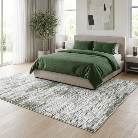 Gri Yeşil Salon Halısı Modern Dokulu Dijital Baskılı Kaymaz Tabanlı Halı