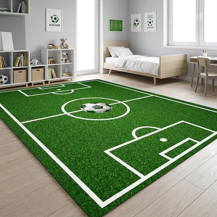 Futbol Sahası Desenli Çocuk Odası Halısı – Kaymaz Tabanlı Yıkanabilir Dijital Baskı Halı