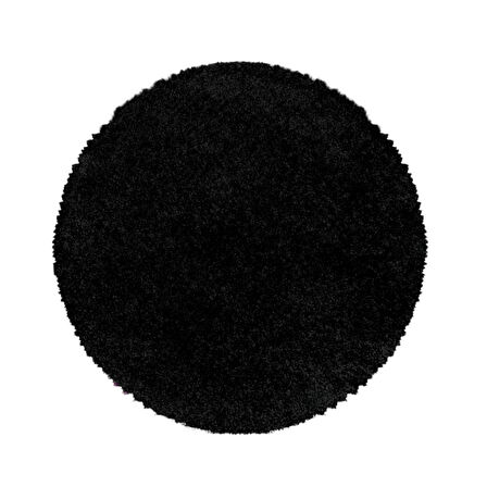 Yuvarlak Halı Yumuşak Yüksek Havlı 30 mm Shaggy Salon halısı Düz Siyah Renkli