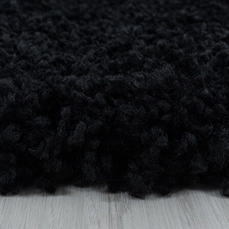 Yuvarlak Halı Yumuşak Yüksek Havlı 30 mm Shaggy Salon halısı Düz Siyah Renkli