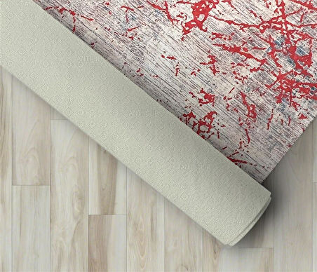 Modern Abstrak Çizgi karma desenli Salon Oda Mutfak Halısı Kırmızı Halı Kaymaz Yıkanabilir