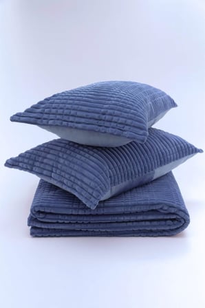 Merinos Modern Line 3 Parça Çift Kişilik Battaniye Seti Lacivert