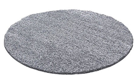 Yuvarlak Shaggy Halı 30 mm uzun ve yüksek tüylü düz Açık Gri rengi