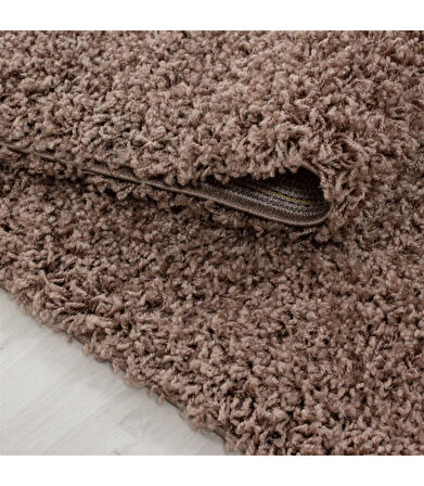 Yüksek Tüylü 30 mm Hav Yüksekliğinde Düz Mokka Açık Kahverengi renkli Shaggy Halı