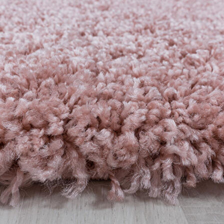 Yuvarlak Halı Yumuşak Yüksek Havlı 30 mm Shaggy Salon halısı Düz Gül Kurusu Pembe Renkli