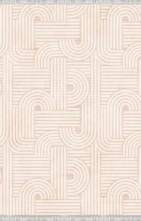 Bej Modern Geometrik Desenli Dijital Baskılı Kaymaz Tabanlı Yıkanabilir Antibakteriyel Halı