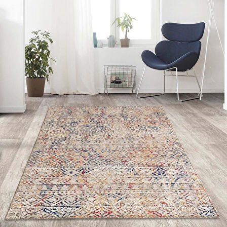 İskandinav eskitme kilim Salon Mutfak Oda Halısı Bej Krem Halı Kaymaz Makinada Yıkanabilir