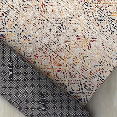 İskandinav eskitme kilim Salon Mutfak Oda Halısı Bej Krem Halı Kaymaz Makinada Yıkanabilir