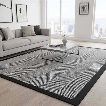 Siyah Gri Modern Çizgili Dijital Baskılı Halı Kaymaz Taban Minimal Şerit Desenli Salon ve Oda Halısı