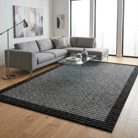 Gri Dokulu Hasır efektli Modern Halı Dijital Baskılı Kaymaz Tabanlı Salon Mutfak Halısı