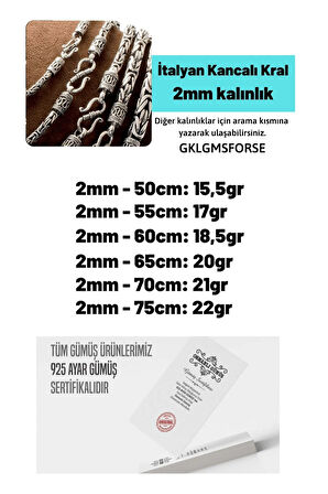 2mm Italyan Kancalı Kral Model 925 Ayar Gümüş Erkek Kolye Zincir 240079804