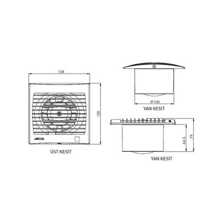 Aircol 100 SM Mutfak Banyo Havalandırma Switch Aspirator