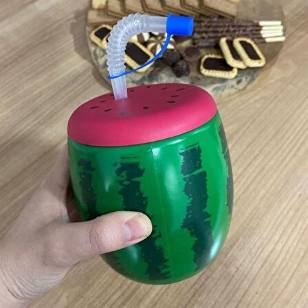 CELİK AVM® Karpuz Model Kendiliğinden Pipetli 900 ml Suluk, Matara