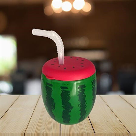 CELİK AVM® Karpuz Model Kendiliğinden Pipetli 900 ml Suluk, Matara