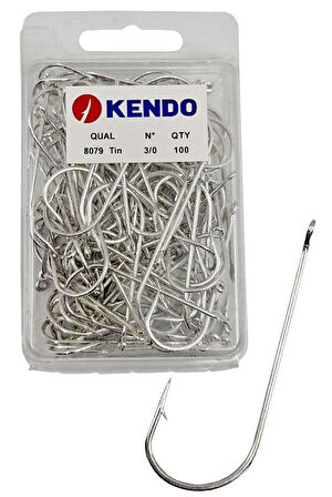 Kendo 8079 Abardeen Tin 3/0 100 Adet Halkalı Olta İğnesi