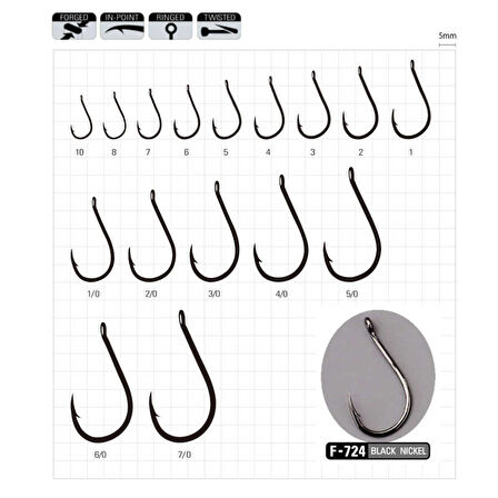 Sasame Chinu Ringed F-724 Serisi Olta İğnesi Standart-5