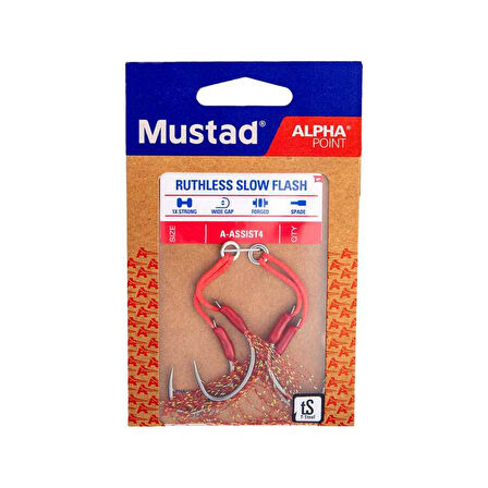 Mustad Alpha Point Ruthless Slow Flash Asist Olta İğnesi A-ASSIST4 TITAN STEEL-NO:1 - 2Lİ