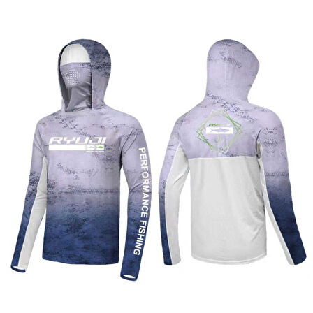 RYUJI UV PERFORMANCE HOODIE SHIRT+NECK, NAVY BLUE Standart-XL