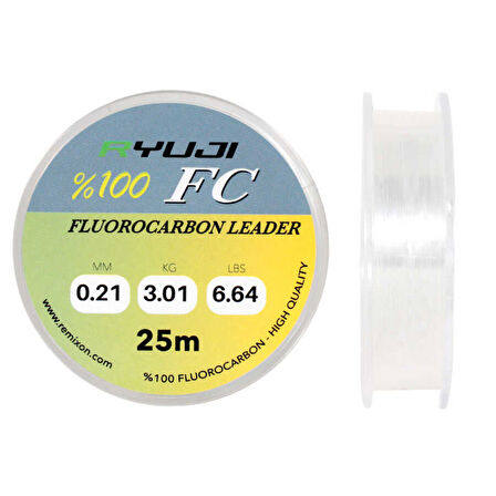 RYUJI FLUORO CARBON LEADER 25M, MİSİNA Standart-0,37