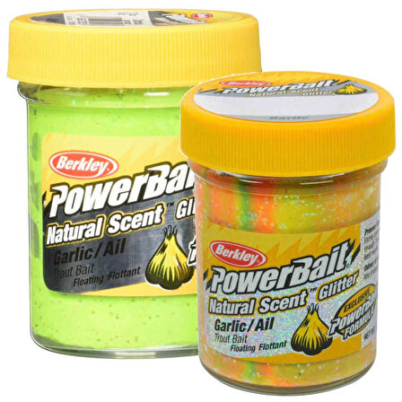Berkley Powerbait Natural Glitter Trout Bait Garlic Sahte Yemi FLUORESCENT ORANGE-50 GR
