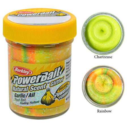 Berkley Powerbait Natural Glitter Trout Bait Garlic Sahte Yemi FLUORESCENT ORANGE-50 GR