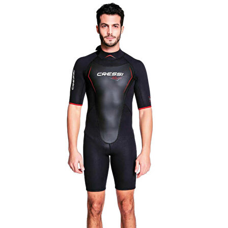Cressi Altum Man Shorty Yüzme Elbisesi BLACK - RED-3MM - S