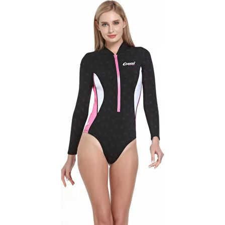 Cressi Termico Lady Shorty Uzun Kol Yüzücü Elbisesi BLACK / PINK / WHITE-2MM - NO:5 / XL