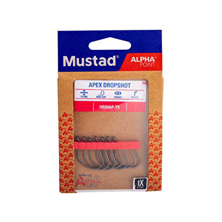 Mustad Alpha Point Apex Dropshot 10559AP Olta İğnesi TITANX-NO:1/0 - 6LI
