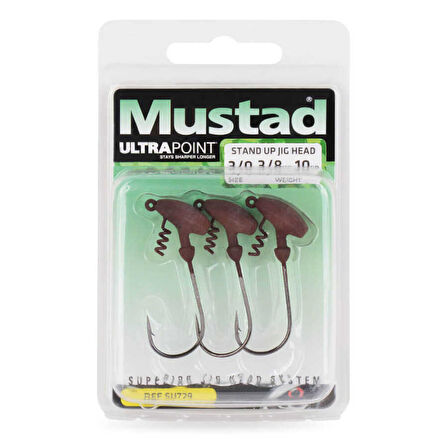 Mustad Elite Stand Up Jig Head MAT KAHVERENGİ-NO:3-0 - 3LÜ - 5GR